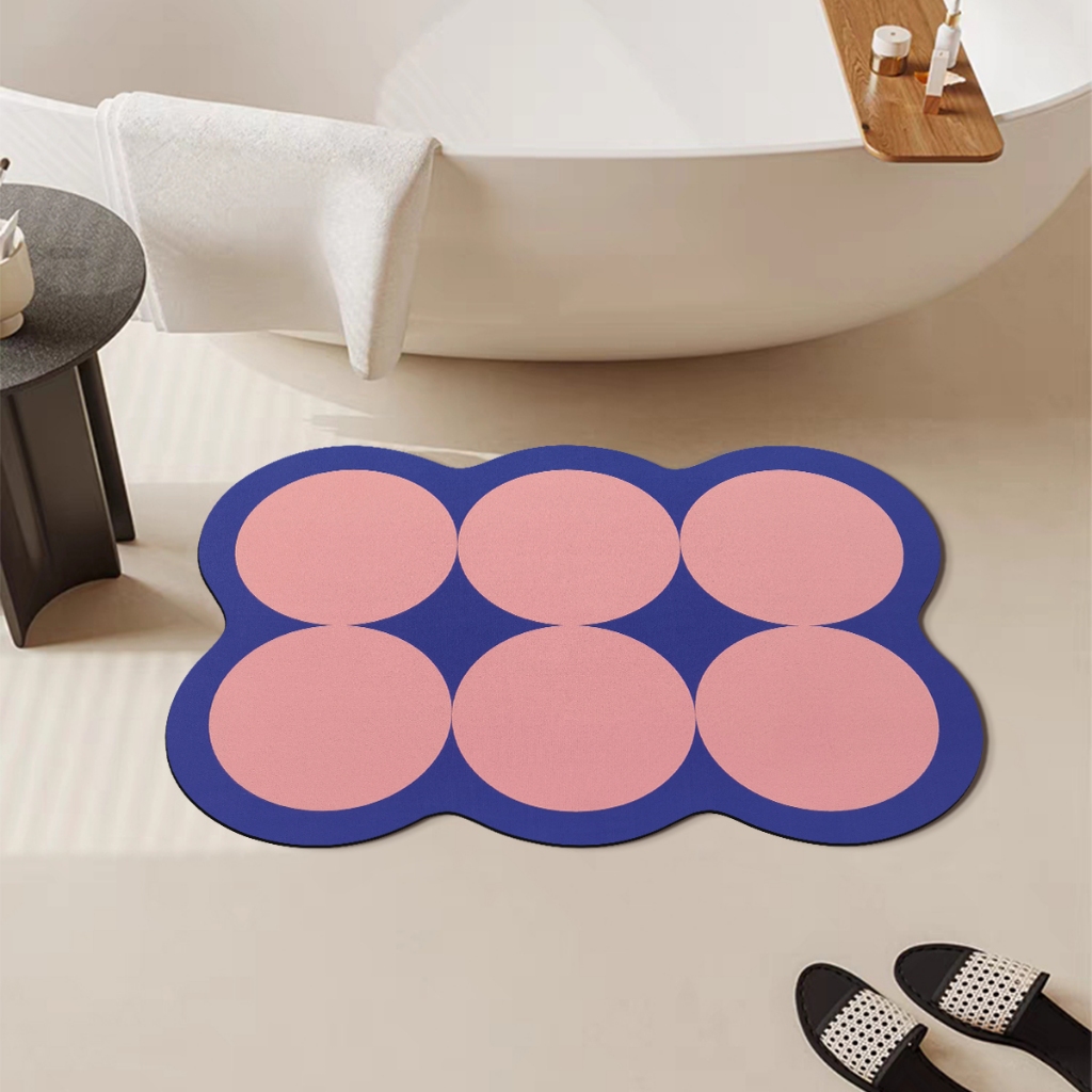 พรมเช็คเท้าสไตล์วินเทจ พรมปูพื้นห้องน้ำ กันลื่นดูดซับน้ำได้ดี แผ่นดูดซับโคลนไดอะตอม - รูปที่ 2