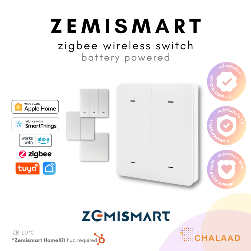 Zemismart Zigbee Wireless Switch สวิตช์ไฟไร้สายอัจฉริยะ ปุ่ม Scene สั่งผ่านแอป รองรับ Apple HomeKit Tuya