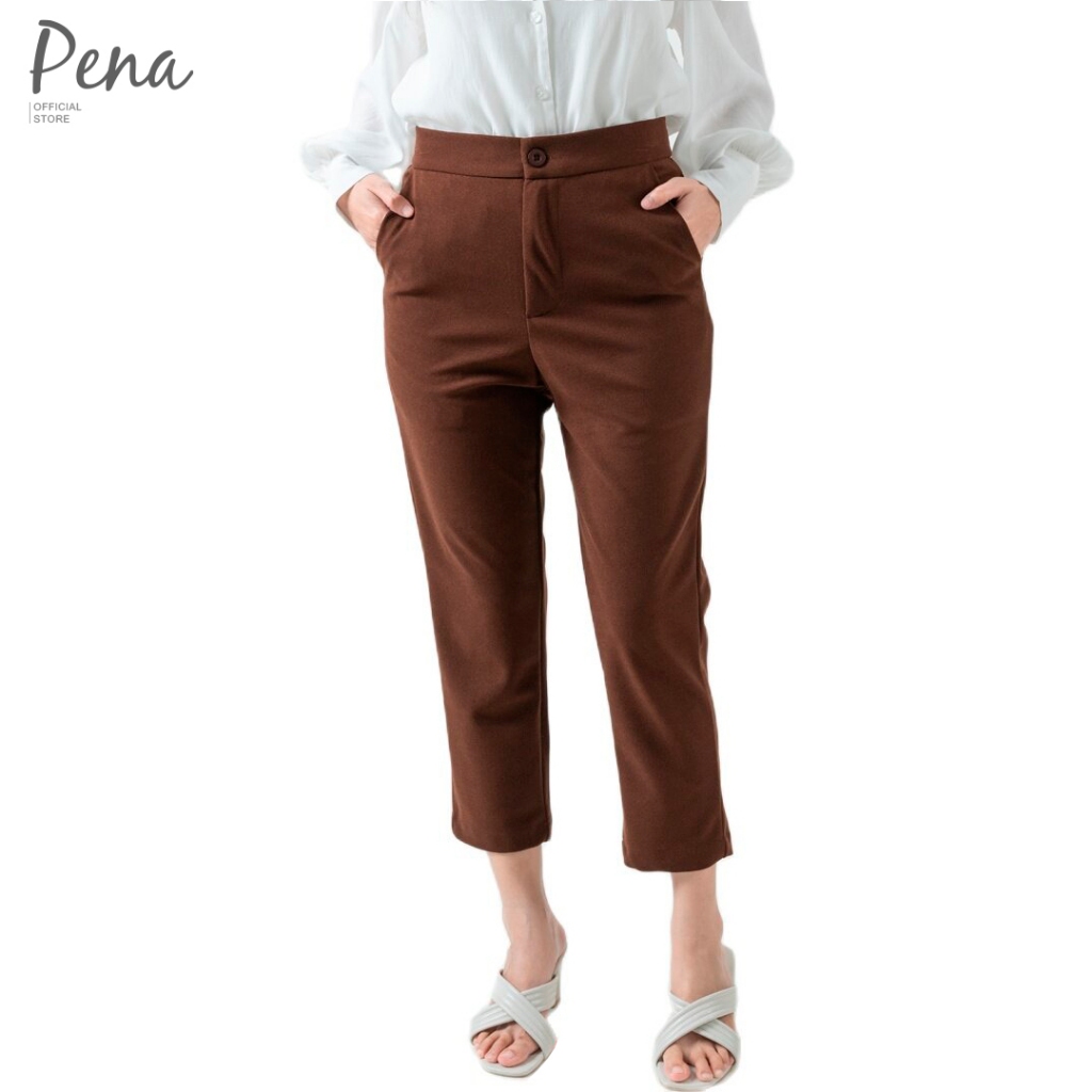Pena house กางเกงขายาว สี่ส่วนทรงกระบอกเล็ก สีพื้น PSPL004
