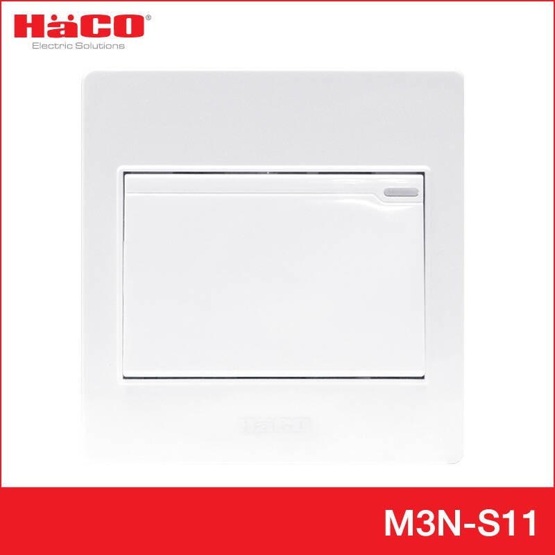 ชุดสวิตช์ 1 ทาง 1,2,3,4,5 ช่อง HACO M3N-S11,M3N-S21,M3N-S31,M4N-S41, M4N-S51 สีขาว