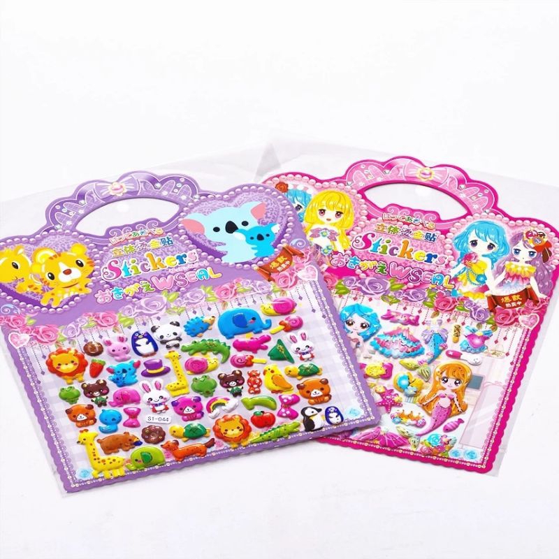 สติ๊กเกอร์กระเป๋านูน สติ๊กเกอร์นูน สุ่มลาย ลวดลายน่ารัก(1 แผ่น)