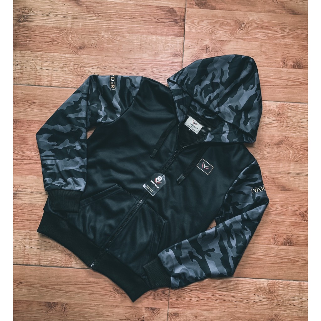 YAKRYDER ฮูดการ์ด 2tone ดำลายพราง Hoodie Jacket ชุดขี่มอเตอร์ไซค์ เสื้อขี่บิ้กไบค์
