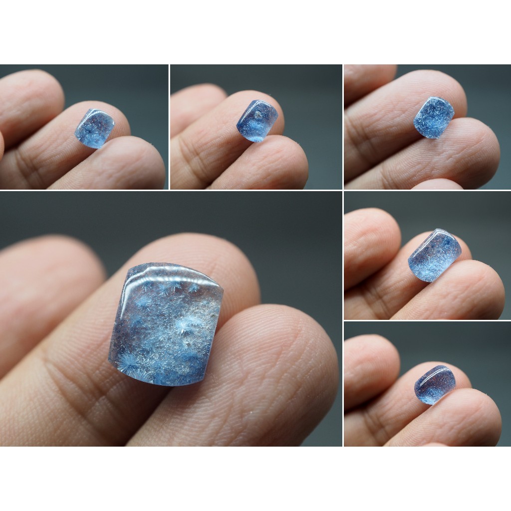 โป่งข่าม​ Dumortierite​ in​ quartz​  ดูมอร์เทียไรท์ เข็มฟ้า แก้วไหมฟ้า