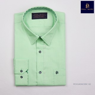 PAUL MARC เสื้อเชิ้ตแขนยาว ทำงาน สีเขียว oxford slim fit นุ่…