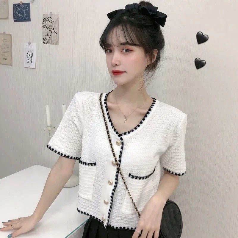 TA-34 เสื้อแฟชั่น แขนสั้น ใส่เที่ยว ผ้านิ่มยืด ใส่สบาย สีขาวดำ สำหรับผู้หญิง สินค้าพร้อมส่ง - รูปที่ 6