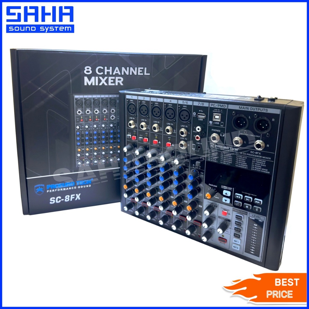 PROEUROTECH SC-8FX MIXER มิกเซอร์ 8 แชนแนล เครื่องปรับแต่งเสียง sahasound - สหซาวด์