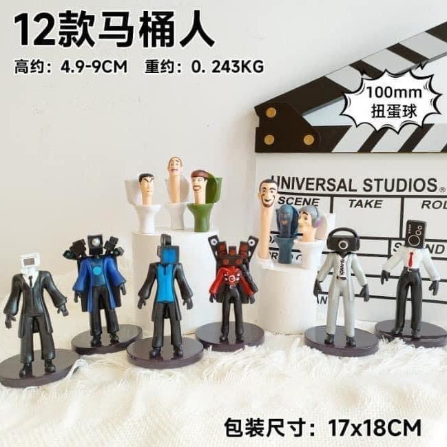 โมเดล skibidi toilet 1เซ็ตมี6-12ตัว สูง 5-10 ซม.
