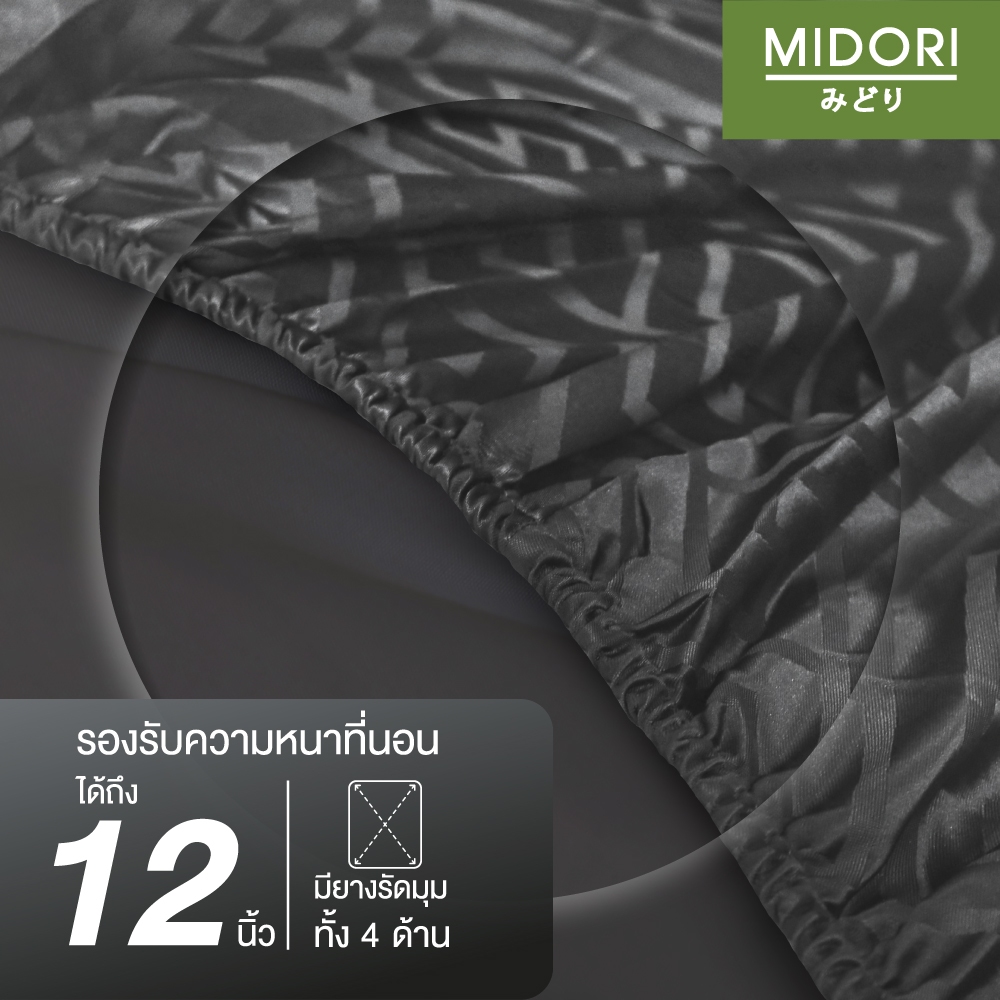 (Clearance Sale) MIDORI Premium รุ่น Jacquard ชุดผ้าปู+นวม ลาย Fineline Cream