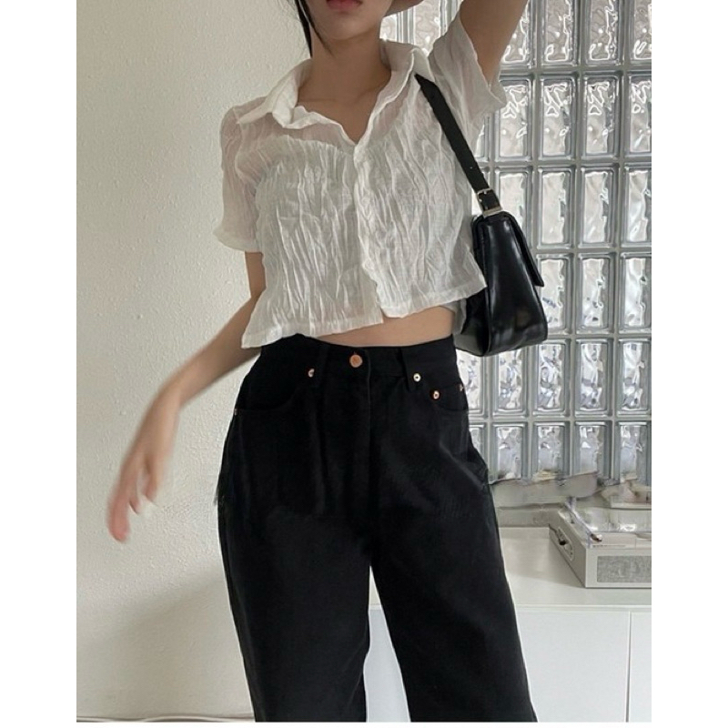 Nana outer top summer transparent style เสื้อครอป ใส่เป็น เสื้อคลุมได้ โปร่งแสง ระบายอากาศ แนวสตรีท สินค้าพร้อมส่ง