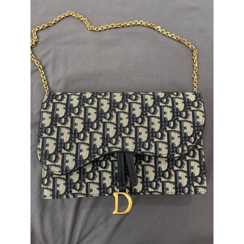 Dior Saddle Wallet On Chain tweed vintage bag💕