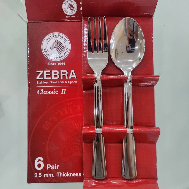 Zebraช้อน-ส้อมClassicll 2.5มม. 6คู่ ตราหัวม้าลาย