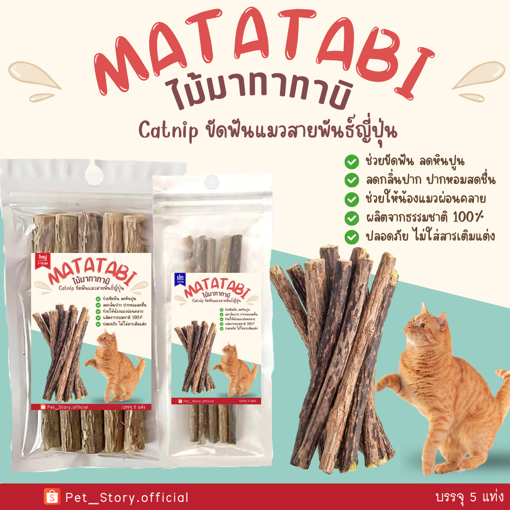ไม้มาทาทาบิ ไม้ขัดฟันแมว Matatabi แพคละ 5 แท่ง Catnip สายพันธุ์ญี่ปุ่น