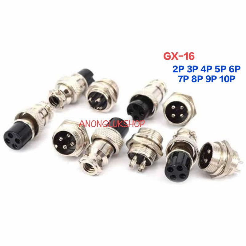 1ชุด👉👉Plug GX16 Connector 16mm GX-16-2 3 4 5 6 7 8 9 10 เมียต่อสาย+ผู้ยึดแท่น