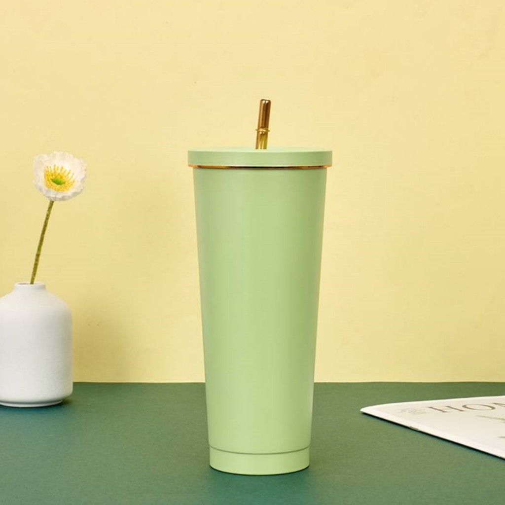 แก้วน้ำสแตนเลส​ แก้วเก็บความเย็น​ พร้อมหลอด​ ขนาด​ 750​ml - รูปที่ 2