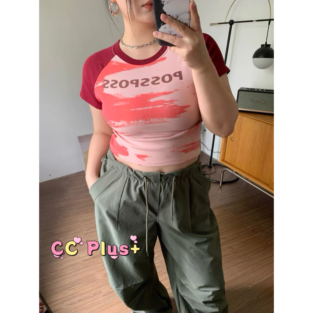 2ชิ้นลด50% (J862)เสื้อครอปแขนสั้นผ้าดีใส่สบาย ทรงสลิมฟิต สาว Plussize ไม่ควรพลาด สไตล์ชิคๆ