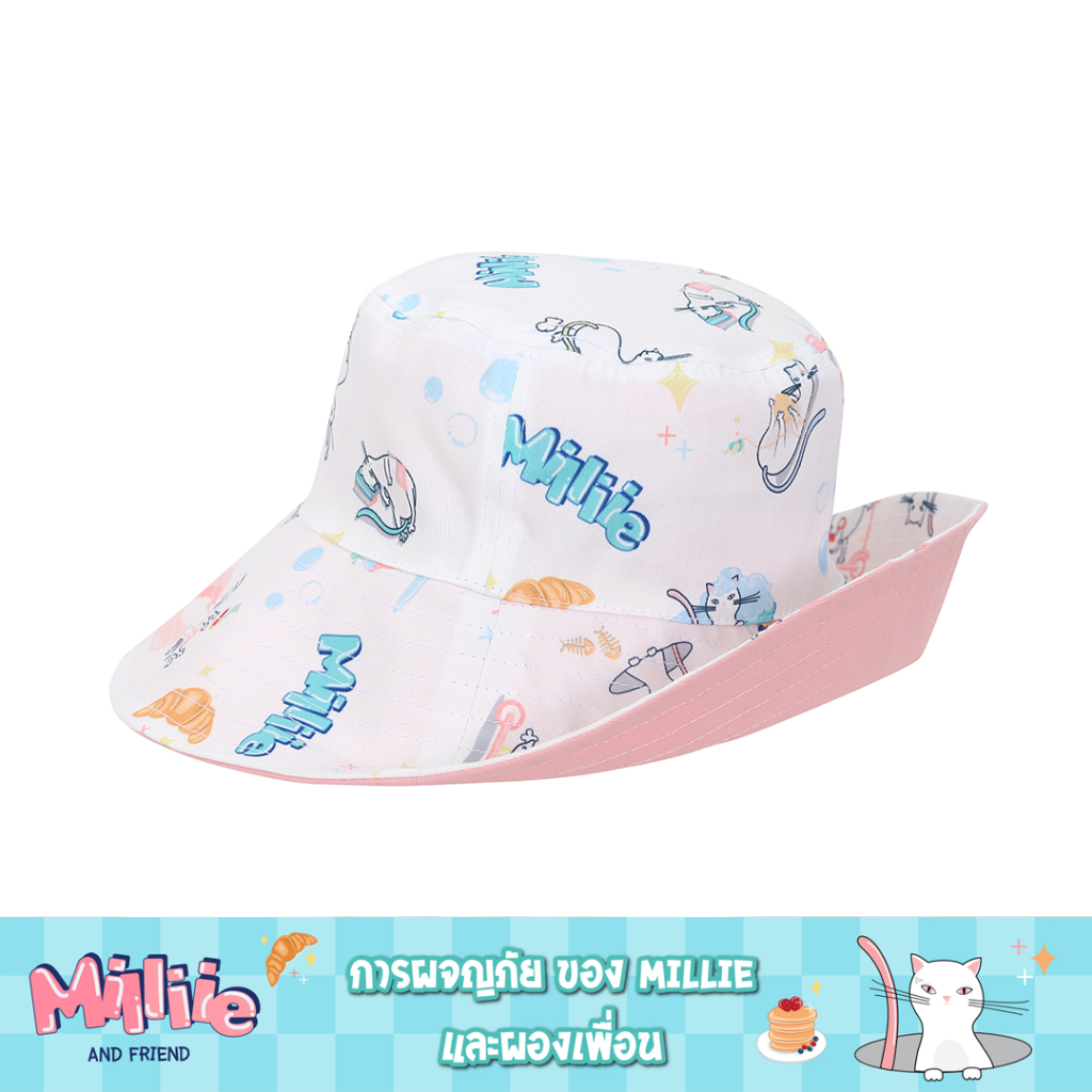 Wacoal x Millie & Friends Bucket Hat หมวกบักเก็ต รุ่น WW1107 สีขาวชมพู (PI)