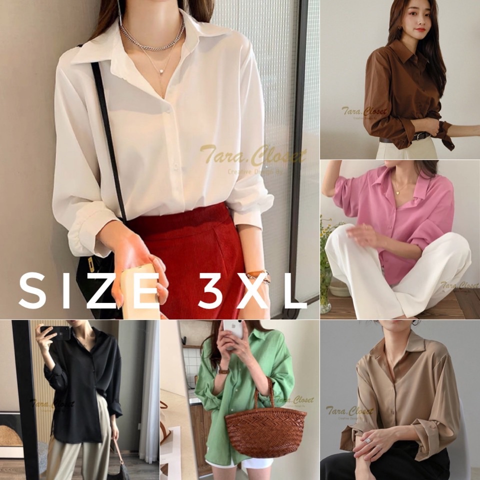 IT022 3XL อก 46" TARA Shirt เสื้อเชิ้ต คอปก แขนยาว กระดุมหน้า ผ้าไหมอิตาลี ผ้าไม่หนามาก ผ้าใส่สบาย ไม่ร้อน