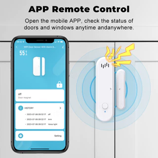Tuya WiFi Door Window Sensor With Sound รุ่น DS-101 เซนเซอร์ ประตู หน้าต่าง แจ้งเตือนเสียงและแสง