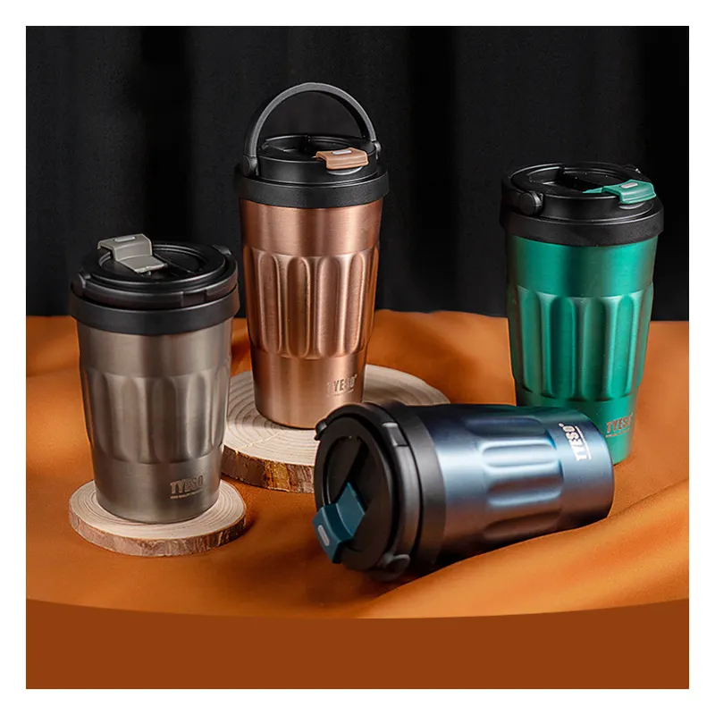 (แบบเข้าใหม่ ใช้ทน) แก้วกาแฟ TYESO เก็บความร้อน มีหูจับ ขนาด 400ML มีมา 3 สีทอง/เขียว/น้ำเงิน หรูหรา สวยงาม 8803