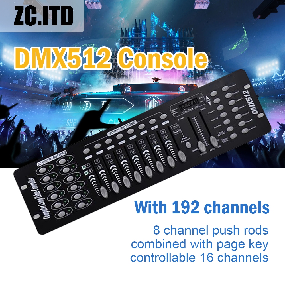 บอร์ดคุมไฟเวที 192 DMX512 Controller DJ Equipment DMX 512 Console Stage Lighting Controller