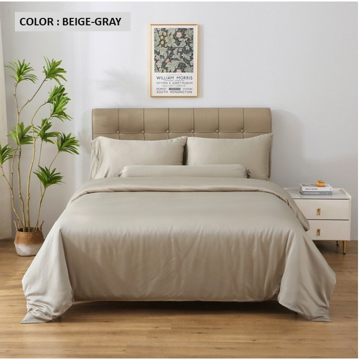 ผ้าปูที่นอนใยไผ่ กันไรฝุ่น Organic Bamboo สีเทาเบจ (ฺBeigeGray)
