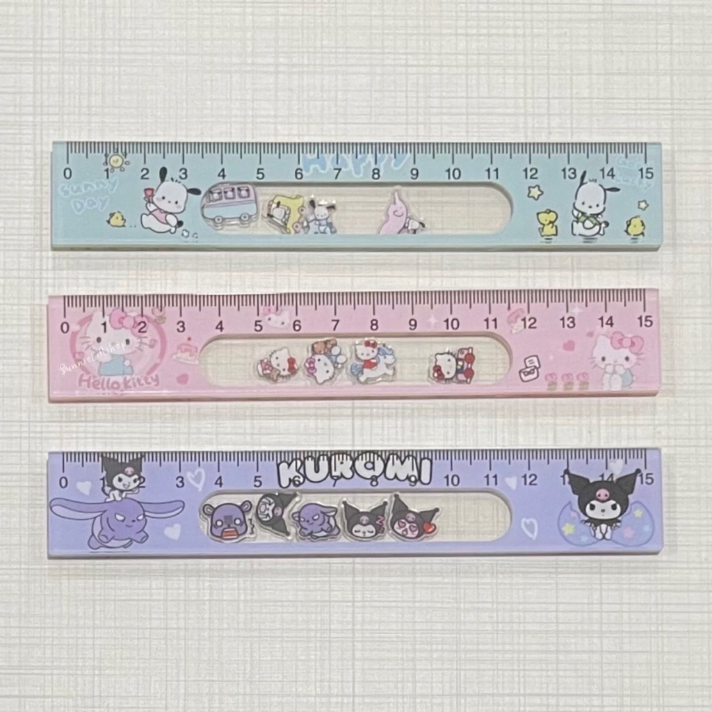 ไม้บรรทัด ลายการ์ตูน อะคริลิค มีตัวเล็กๆข้างใน 15cm