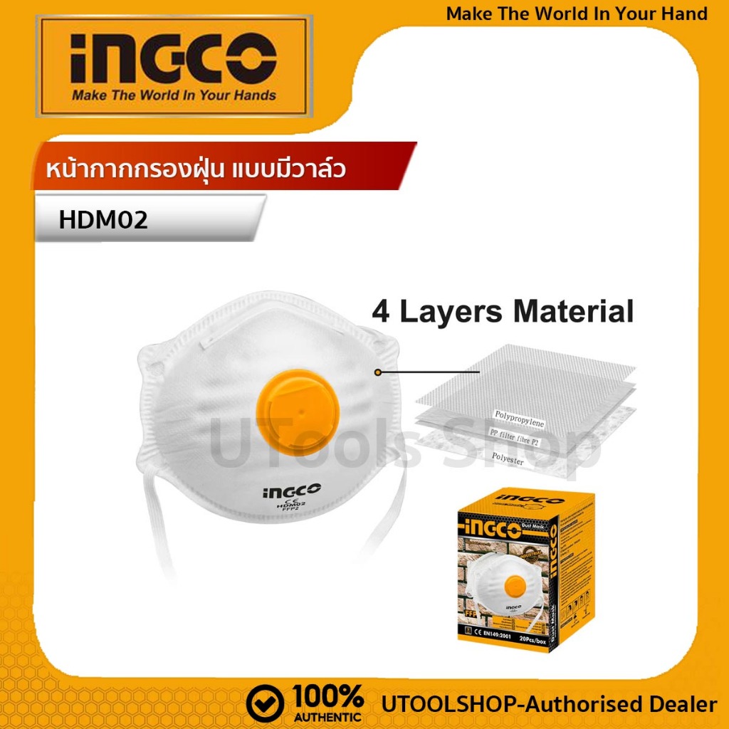 INGCO หน้ากากกันฝุ่นหนา 4 ชั้น รุ่น HDM02