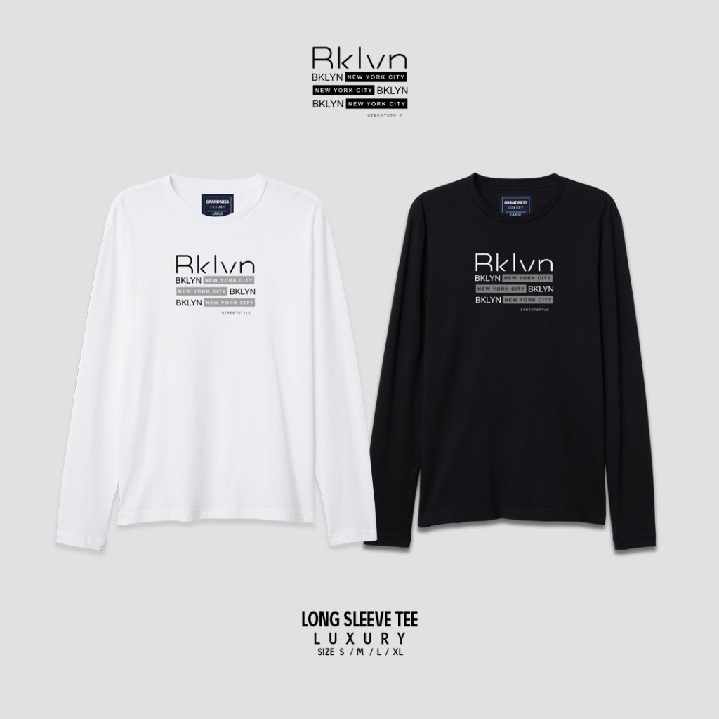 Grandness เสื้อยืด Luxury ลายกราฟิก แขนยาว รุ่น LX649 ( สีขาว/สีดำ )