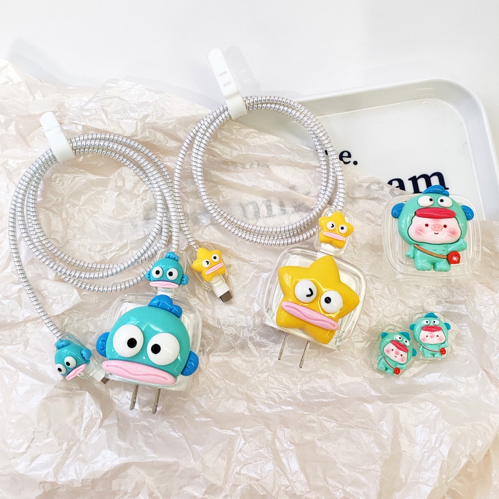 ชุดพันสาย เคสหัวชาร์จ ลายการ์ตูน ตัวถนอมสาย USB C 18W 20W 35W - รูปที่ 2