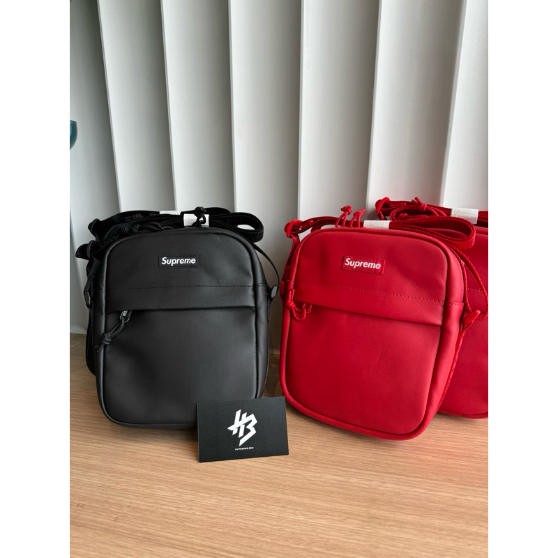 [ของแท้] Supreme Leather Shoulder Bag Red / Black