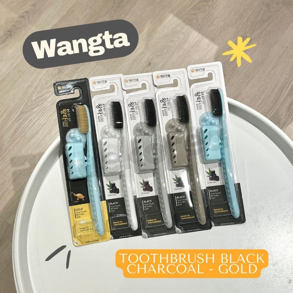 พร้อมส่ง แปรงสีฟันจองกุก **สุ่มสี** WANGTA Toothbrush Black Charcoal แปรงสีฟันชาโคลเกาหลี หัวแปรงขนาดใหญ่
