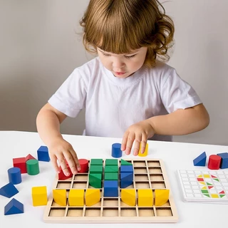 บล็อคไม้ปริศนา ของเล่นไม้เพื่อการศึกษา การพัฒนาทางปัญญาแนว Montessori