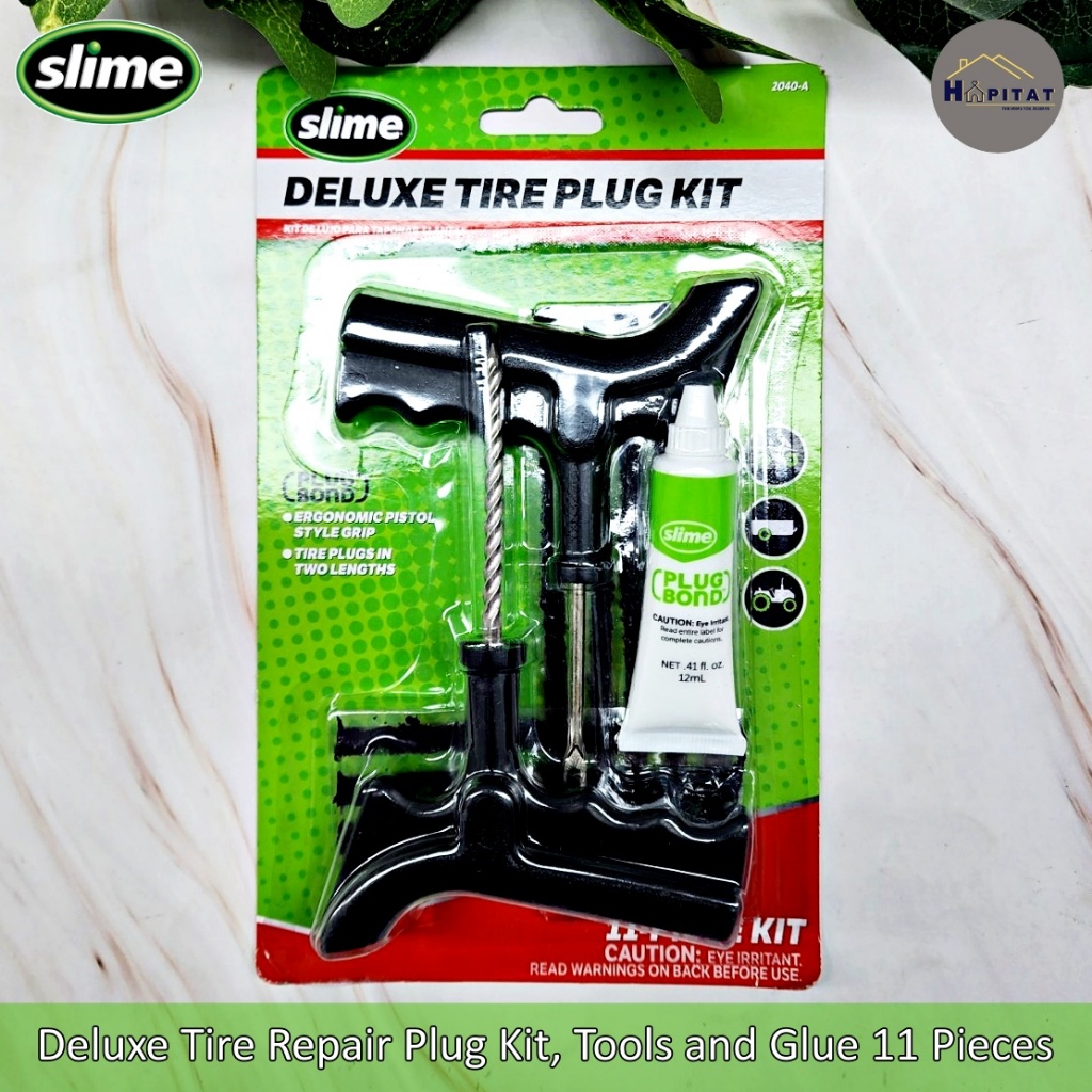 {Slime®} Deluxe Tire Repair Plug Kit, Tools and Glue 11 Pieces ชุดอุปกรณ์ปลั๊กซ่อมยาง