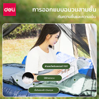 Deli ถุงนอน ถุงนอนพร้อมฮู้ด กันน้ำ เพิ่มความอบอุ่น ที่นอนปิกนิกพกพา พร้อมถุงพกพาแบบมีสายหิ้ว สำหรับเดินทาง Sleeping Bag