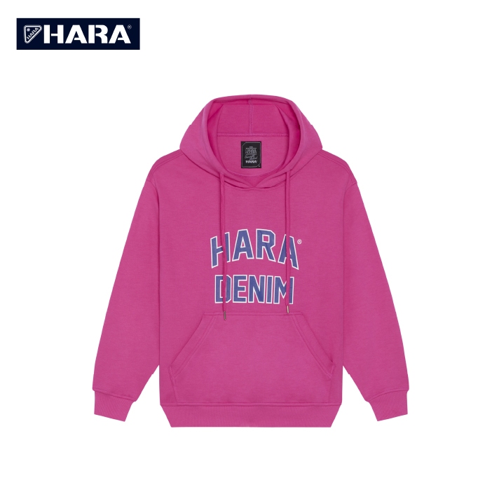 Hara เสื้อหนาวสวมหัว สกรีน Hara New Basic สีชมพู บานเย็น  HMTL-002728 (เลือกไซส์ได้)