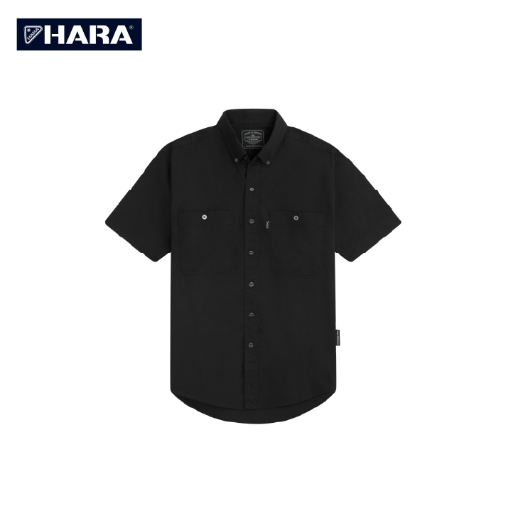 Hara เสื้อเชิ้ต Hara Classic สีดำ สองกระเป๋าพร้อมกระดุมเหล็ก HMGS-901602 (เลือกไซส์ได้)