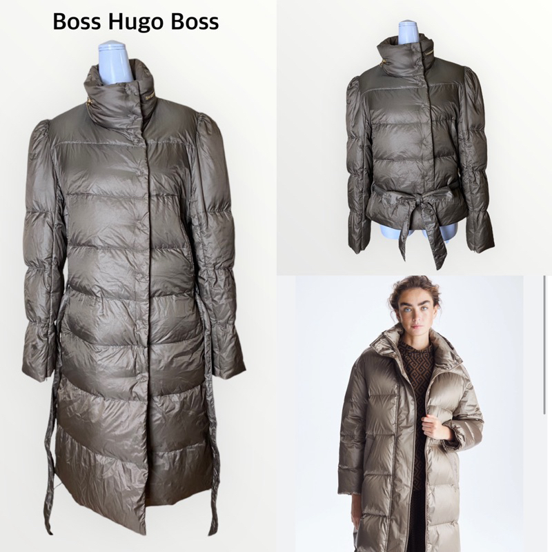 Hugo Boss เสื้อโค้ทดาวน์สีน้ำตาลถอดซิปแยกส่วนได้