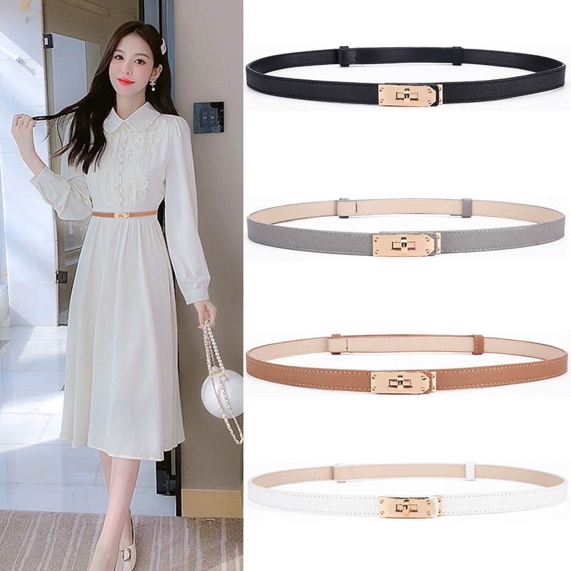 เข็มขัด​แฟชั่นผู้หญิงเลื่อน​ปรับความยาวได้ ฟรีไซส์(รุ่นไม่ต้องเจาะรู)
