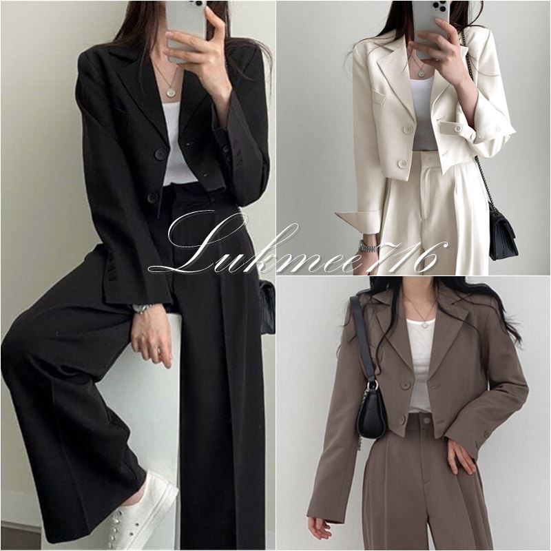 ชุดสูทแบบเซ็ต เสื้อสูท เสื้อสั้น กางเกงยาว ผ้าหนา มีน้ำหนัก งานดี ราคาถูก SUIT-02 by lukmee716