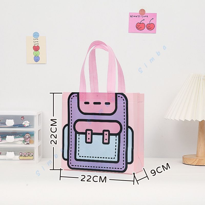 พร้อมส่ง กระเป๋าผ้า ถุงหิ้ว กระเป๋าถือแฟชั่น ผ้าสปันบอนด์ ไม่ทอ ลายการ์ตูน คริสต์มาส น่ารัก ใช้ดี ขนาด 22cm. - รูปที่ 4