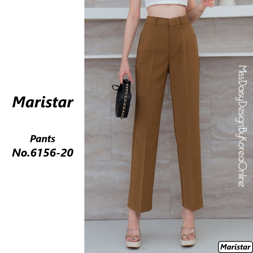 Maristar กางเกงขายาวทรงเอวสูง No.6156 ผ้า Linen ชนิดใหม่ (New Fabric !!!)