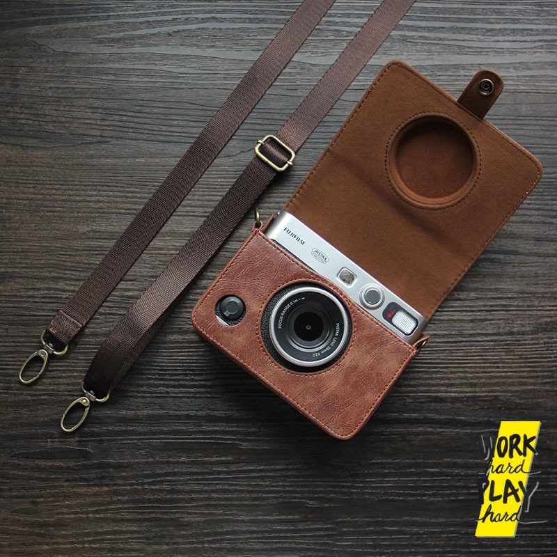 WHPH shop กระเป๋ากล้อง Instax mini EVO กระเป๋าหนัง PU พร้อมสาย เคสกล้อง ของขวัญปัจฉิม งานส่งออก
