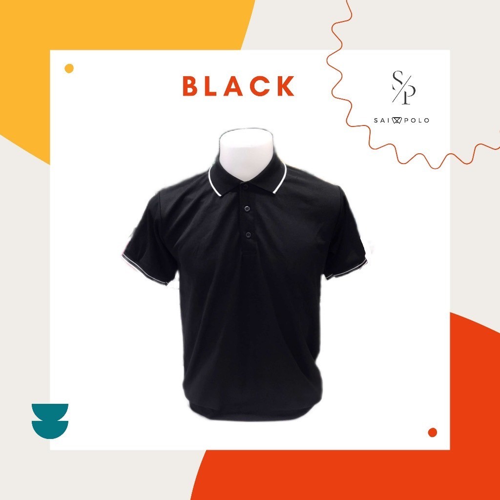 เสื้อโปโล ผู้ชายไม่มีโลโก้ สีดำ (BLACK) เนื้อผ้า UV TECH ผ้านิ่ม ใส่สบาย ผ้าไม่เป็นขุย ยับยาก รีดง่าย BY SAI POLO