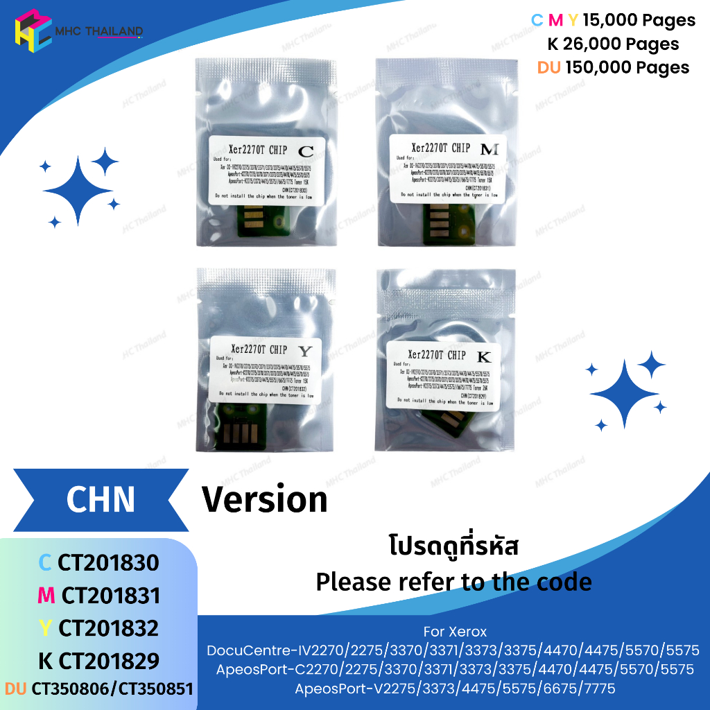 ชิปหมึกและดรัม Chip Xerox (CHN) C2270/2275/3370/3371/3373/3375/4470/4475/5570/5575 C4476/5575/5576/6675/6676/7775/7776