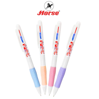 Horse (ตราม้า) ปากกาลูกลื่น 2 หัว 2 สี ตราม้า H-001 แบบกด 0.7 mm. ด้ามสีขาวทึบ จำนวน 1 ด้าม