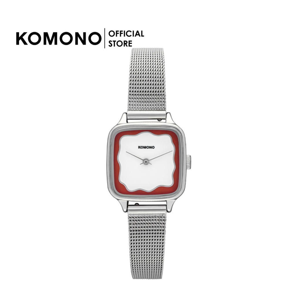 KOMONO Watch Kate Wave Royale Silver Maroon นาฬิกาแฟชั่น/ทำงาน ทรงสี่เหลี่ยมเล็ก สีทองแดง