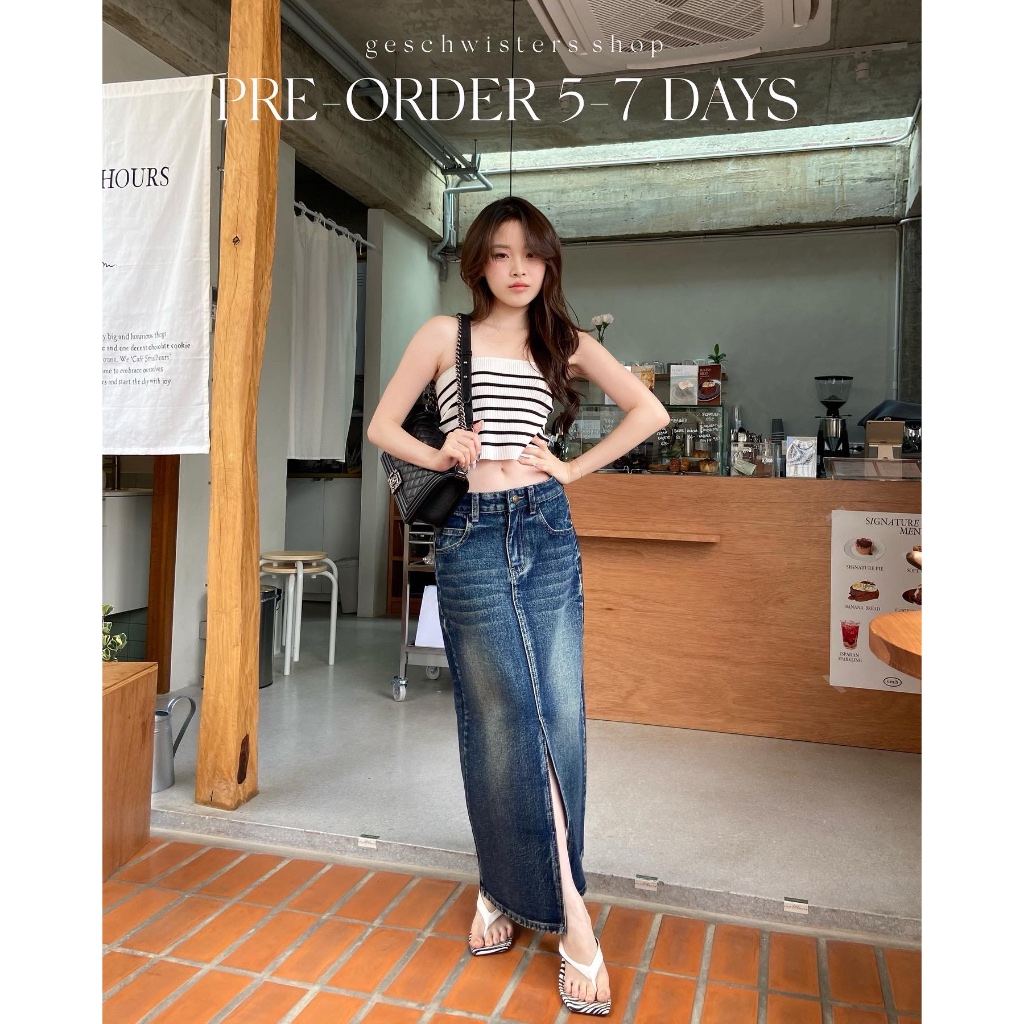 Pre-order5-7daysGeschwisters"Jolly long skirt denim"