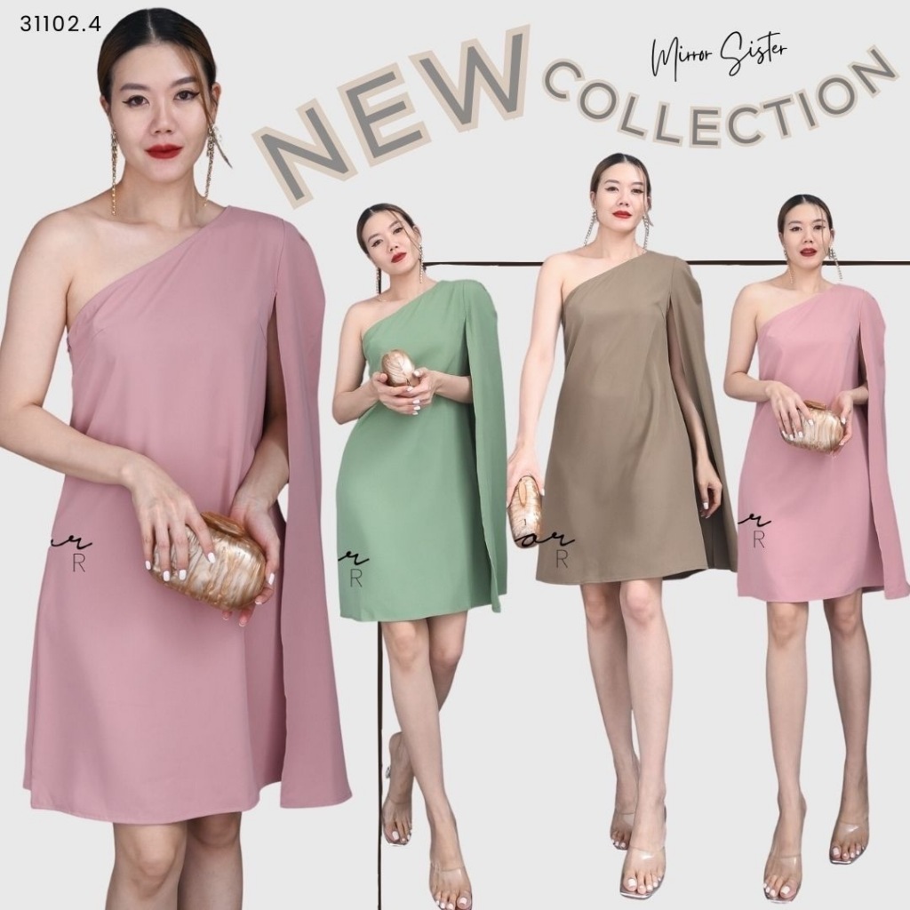🩷🩷 MirrorSister 31102.4 VeNice SinGLe SHouLDER DReSS เดรสใส่ออกงาน ดีไซน์สวย ใส่ง่าย ตรงใจทุกสีผ้าดี