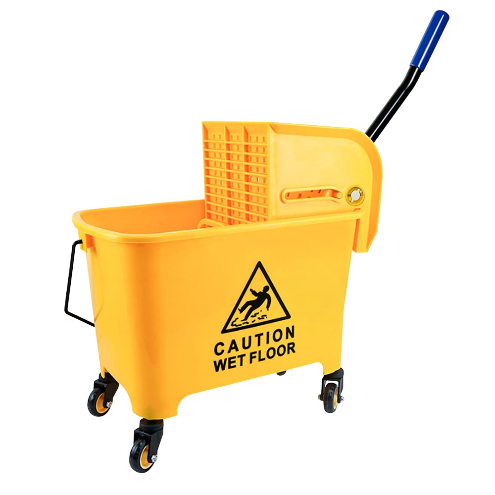 Mop Bucket ถังบีบไม้ม็อบ 20ลิตร รถเข็นทำความสะอาด สีเหลือง อุปกรณ์แม่บ้าน ถังบีบผ้าม็อบถูพื้น