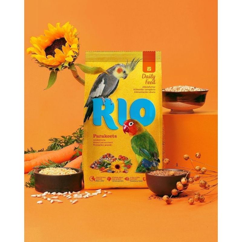 RIO ธัญพืชรวมสำหรับนกพาราคีท เหมาะสำหรับนกเลิฟเบิร์ด นกค๊อกคาเทล นกหงส์หยก ซันคอนัวร์